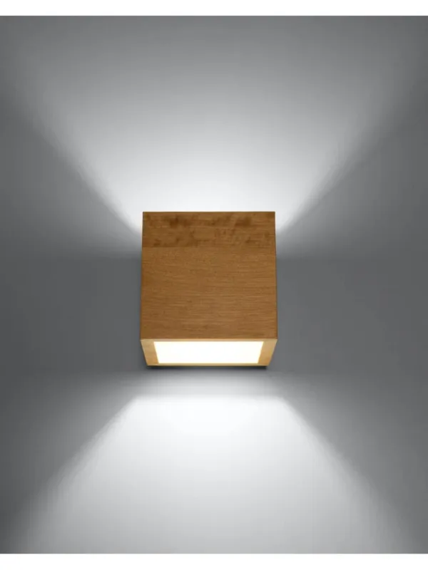 Oferta czasowa Lampa ścienna drewniany kinkiet QUAD kwadratowy typu góra-dół