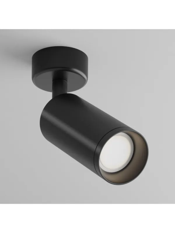 Minimalistyczny czarny reflektor sufitowy Focus - metalowa tuba 1-punktowa GU10 Kup teraz