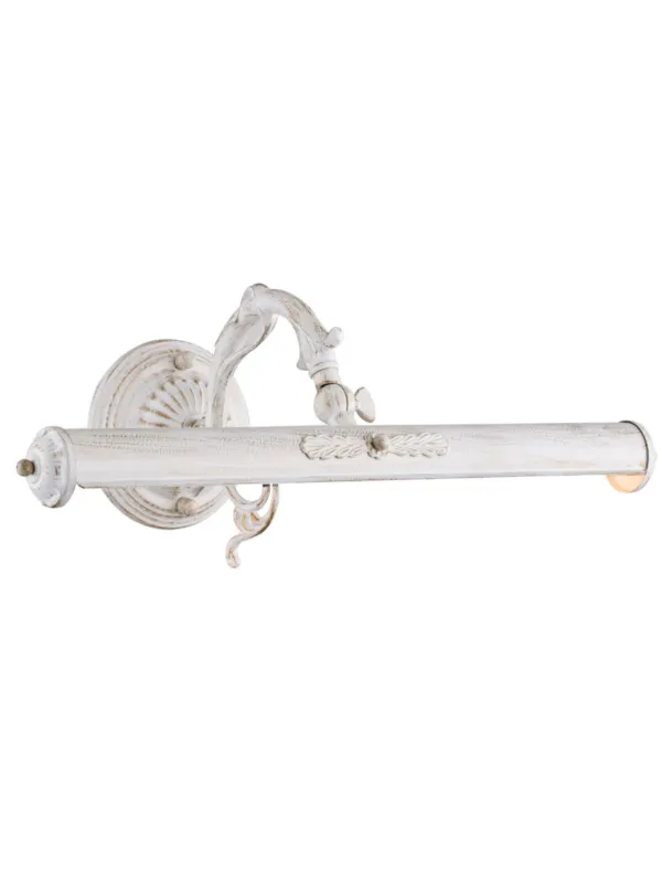 Cena promocyjna Vintage lampa ścienna Picasso nad lustro - 2-punktowa metalowa listwa w przecieranej bieli 44 cm