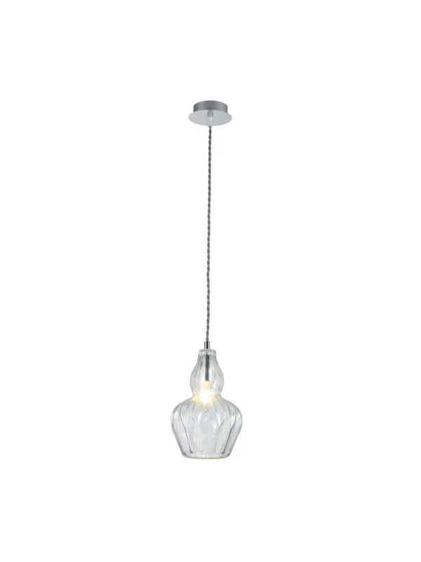 Tylko do końca tygodnia Chromowana lampa wisząca Eustoma nad stół - ryflowany szklany klosz E14 1-punktowy