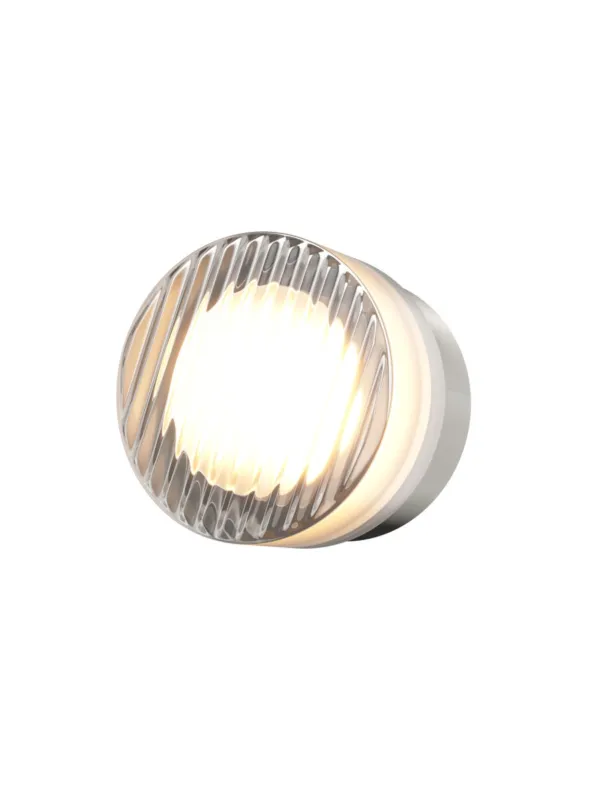 Kinkiet retro Olo w kolorze aluminium - ryflowane wypukłe szkło rozpraszające światło Kup online