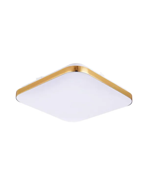 Biały kwadratowy plafon mały 33 cm Babilon niski z złotą ramką LED 18W 4000K neutralna barwa Wysoka jakość