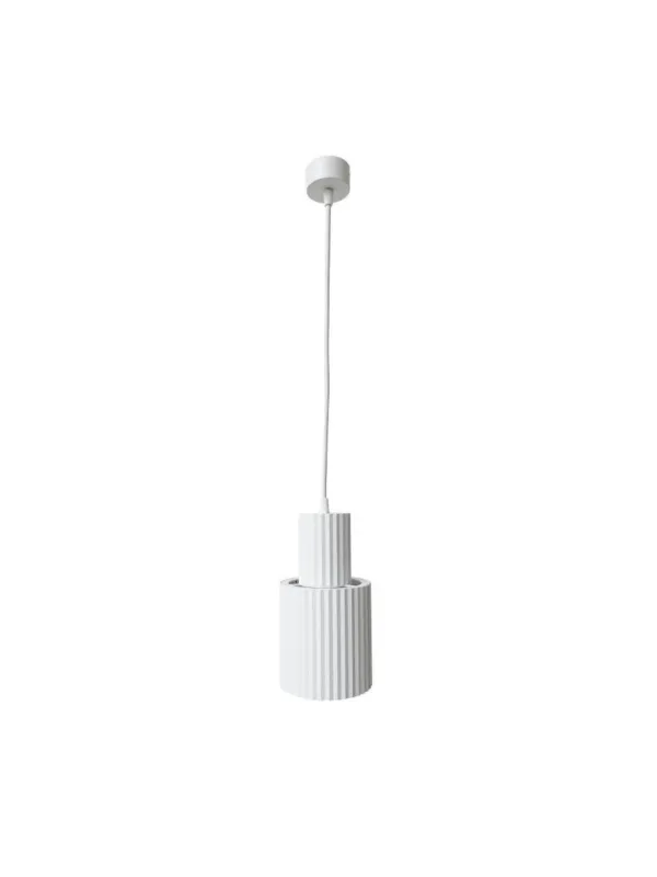 Wyprzedaż Pojedyncza lampa wosząca biała tuba ryflowana Tokio 12 cm nowoczesna