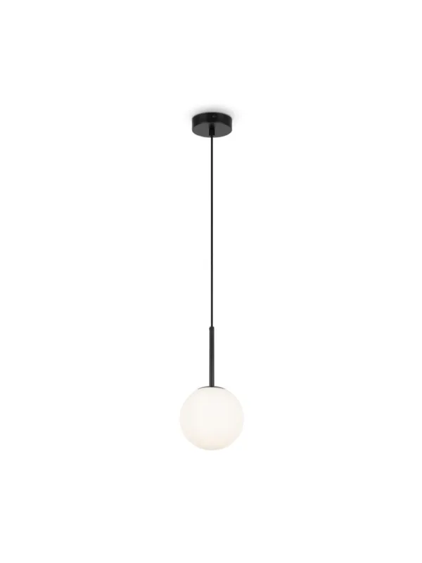 Lampa wisząca Basic form czarna z mlecznobiałą szklaną kulą 15 cm - Maytoni Łatwy zwrot