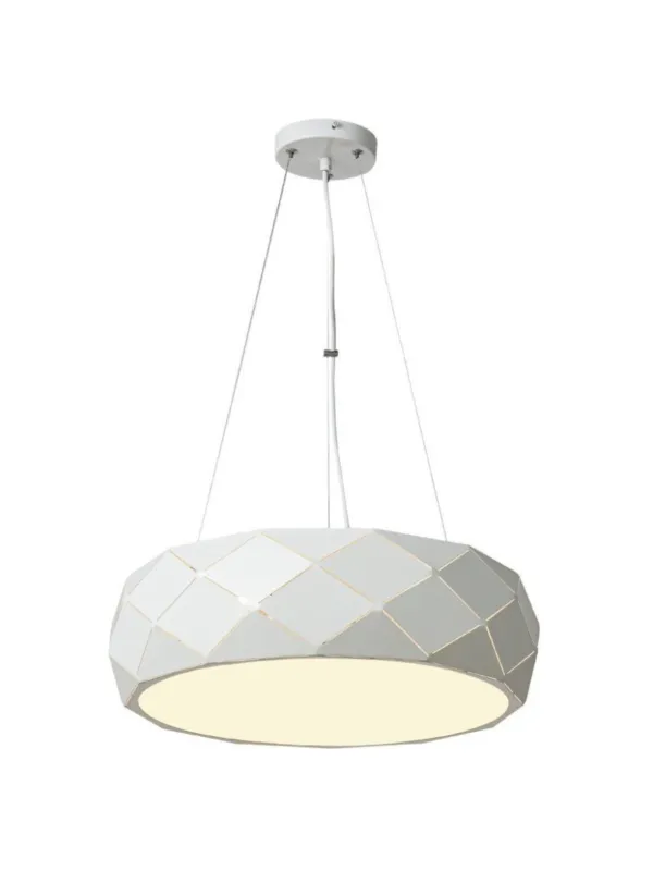 Hit cenowy Nowoczesna biała okrągła lampa wisząca REUS 45 cm metalowy ażurowy abażur zwis na linkach