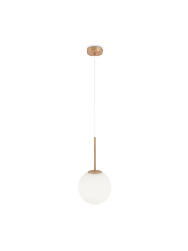 Oferta Lampa wisząca Basic form - mlecznobiała szklana kula 1-punktowa, złota, 20 cm