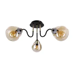 Premium Unica lampa sufitowa czarny+złoty 3x40w e27 klosz dymiony