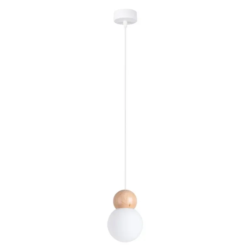 Lampa wisząca PEKKA 1 biała/naturalne drewno Sollux SL.1390 Dodaj do koszyka