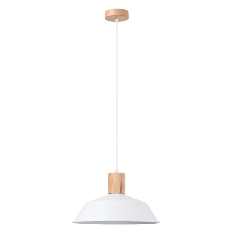 Sprawdź teraz Lampa wisząca biało-drewniana skandynawska FANO biała Sollux SL.1321