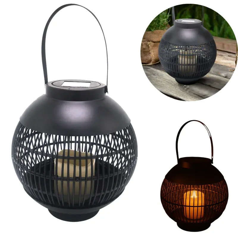 Szybka dostawa Lampka Solarna Latarenka LED Czarna Kula Lampion na Taras i Balkon