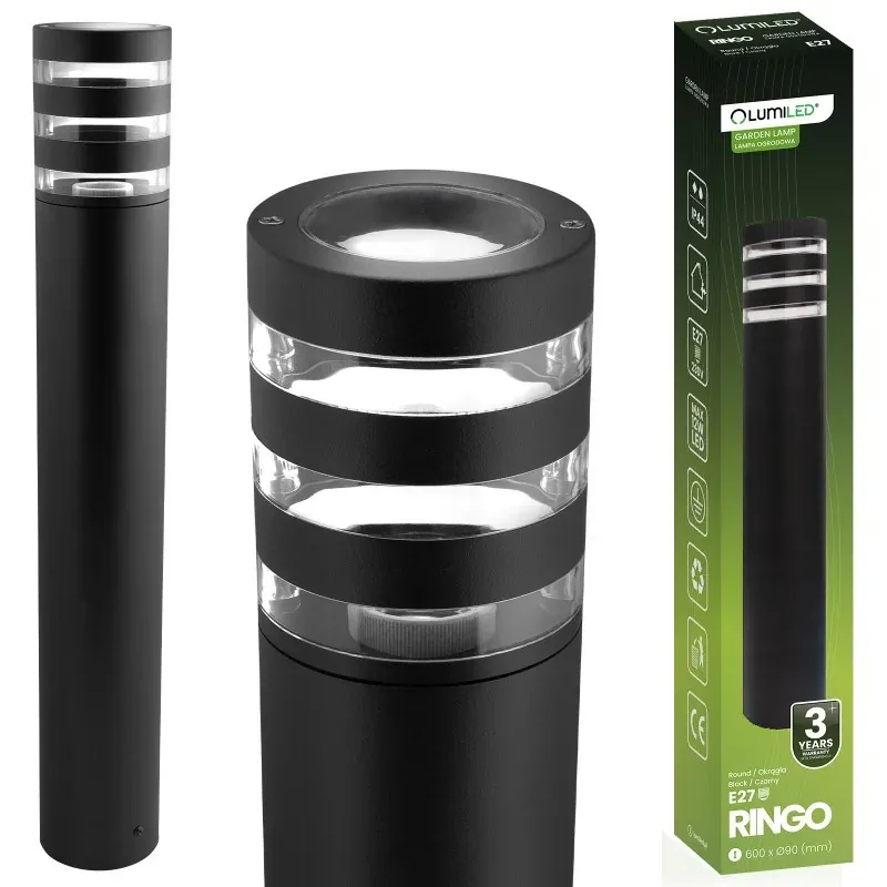 LUMOGR0490 Czarny słupek ogrodowy 60cm E27 LED RINGO LUMILED Oferta