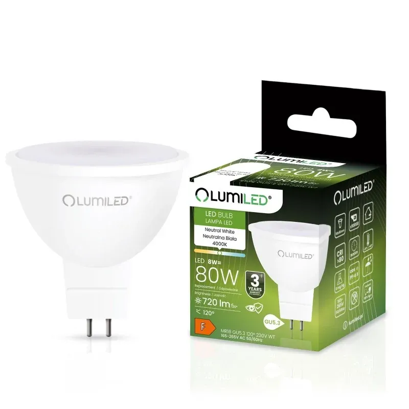 Żarówka LED JCDR 8W-80W GU5.3 720lm neutralna MR16 LUMILED Promocja
