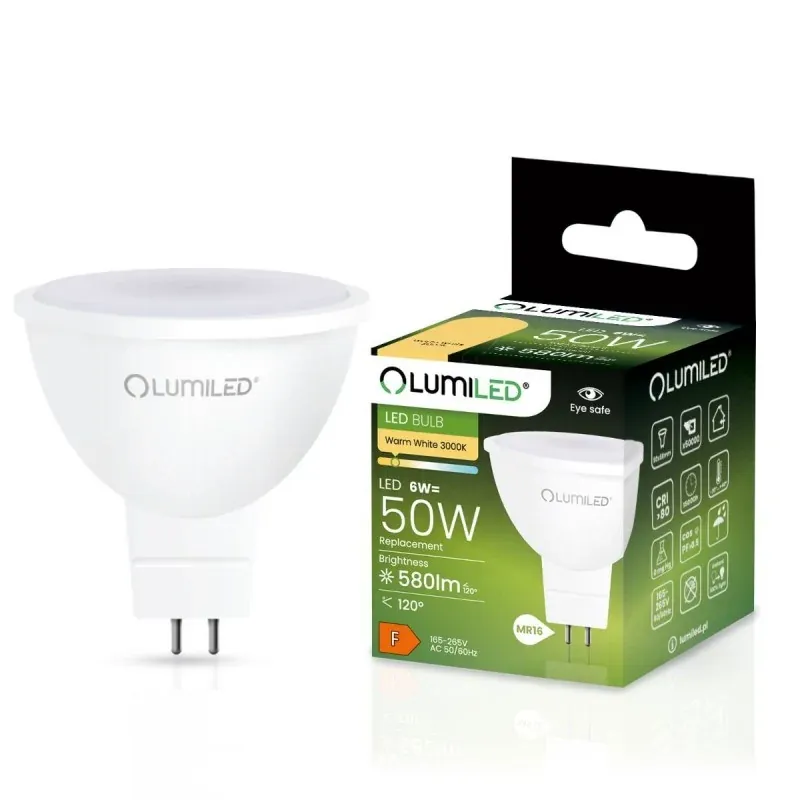 Popularny Żarówka LED JCDR 6W-50W GU5.3 580lm ciepła MR16 LUMILED