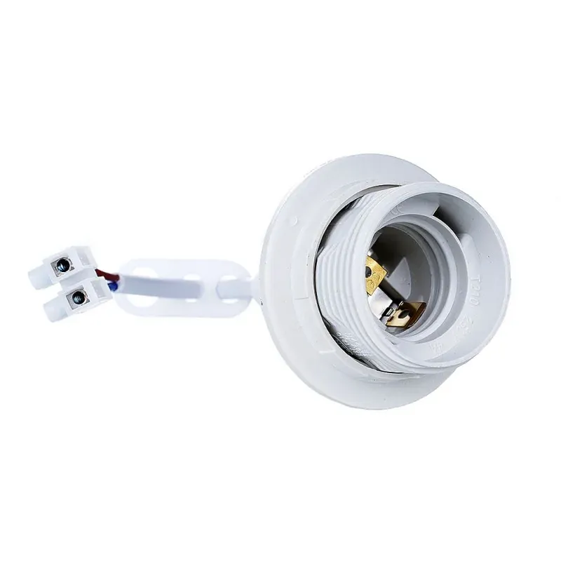 Plastikowa oprawka budowlna E27 z kołnierzem biała z kostką i kablem 10cm OB-E27-01 Oferta