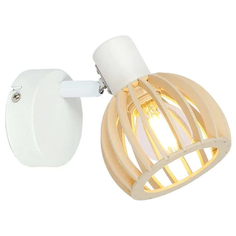 ATARRI LAMPA KINKIET 1X25W E14 BIAŁY+DREWNO Rabat