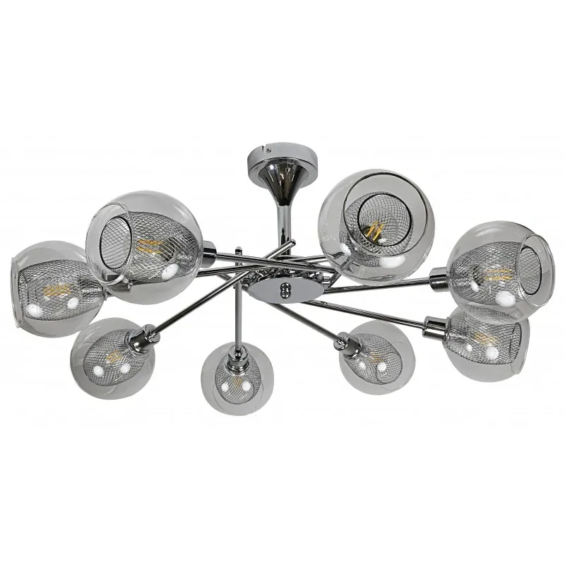 Wyprzedaż OZZO LAMPA WISZĄCA 8X40W E14 CHROM KLOSZ BEZBARWNY