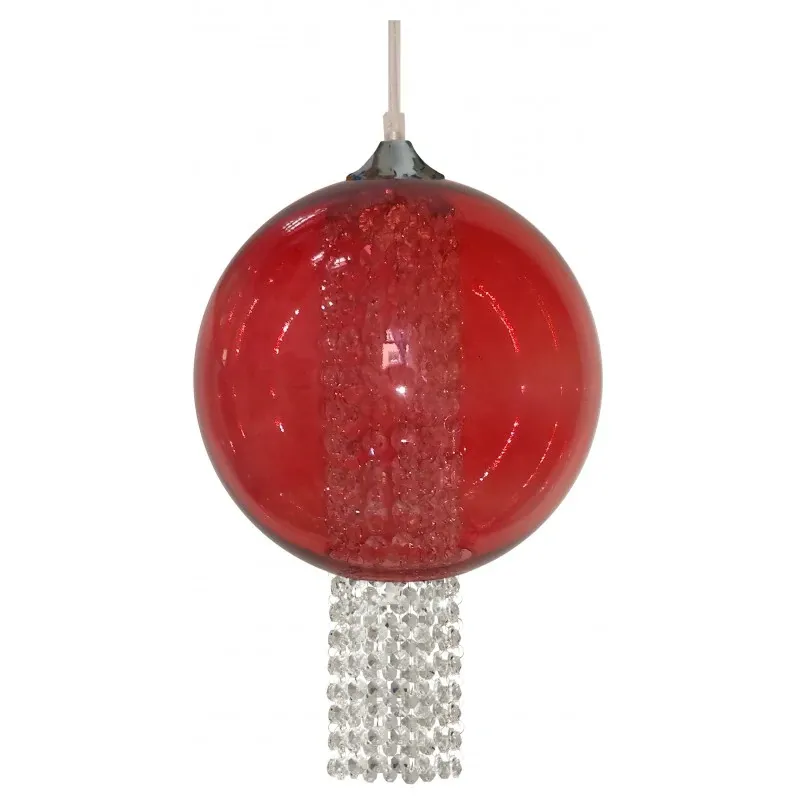 ALLANI LAMPA WISZĄCA 25 1X60W E27 CZERWONY Z KRYSZTAŁKAMI Ostatnia szansa