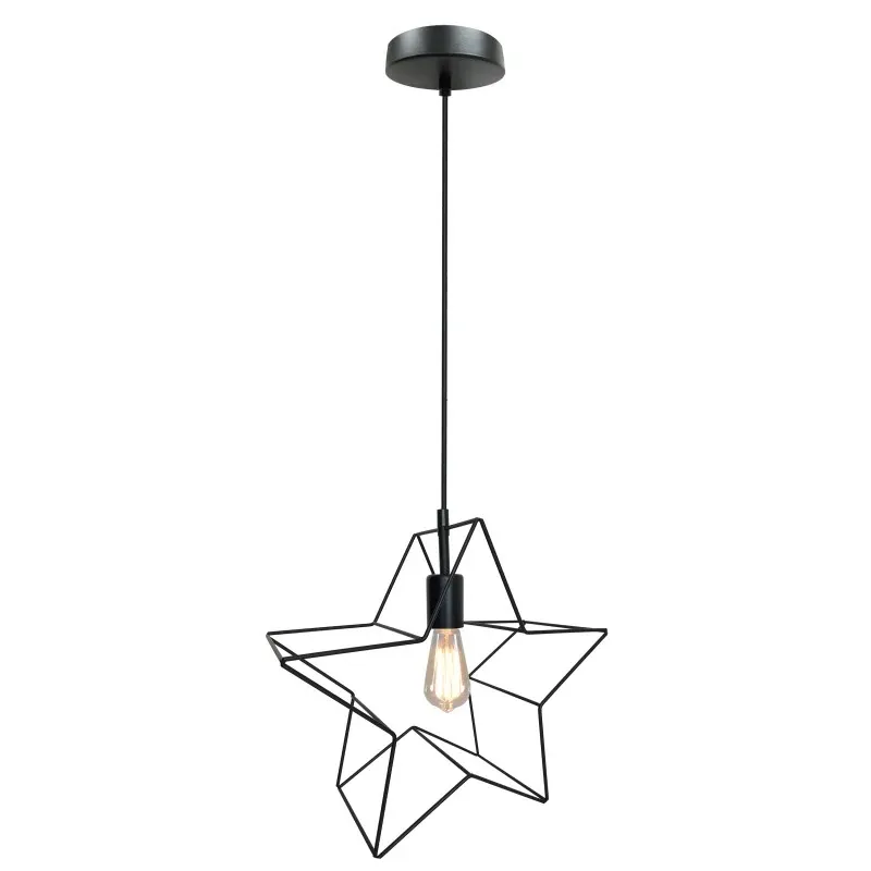 Tylko dziś Lampa sufitowa wisząca metalowa czarna GWIAZDKA