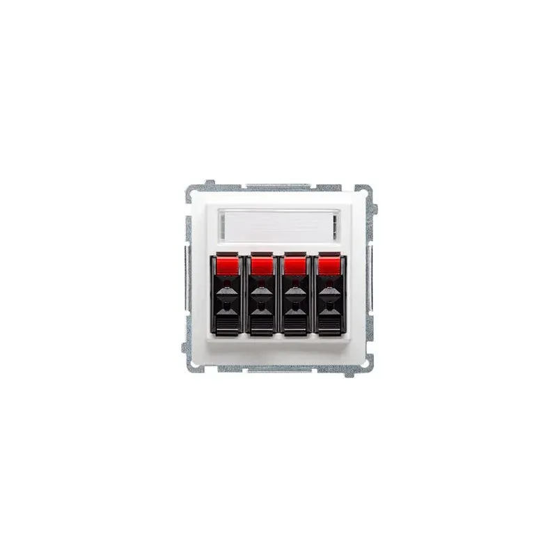 Białe gniazdo głośnikowe 4-krotne z polem opisowym BMGL34.01/11 Simon Basic Kontakt-Simon Zamów teraz