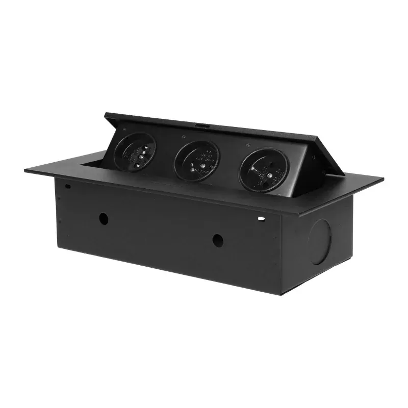 Oferta limitowana Czarne płaskie gniazdo meblowe potrójne wpuszczane w blat OR-GM-9036/B ORNO