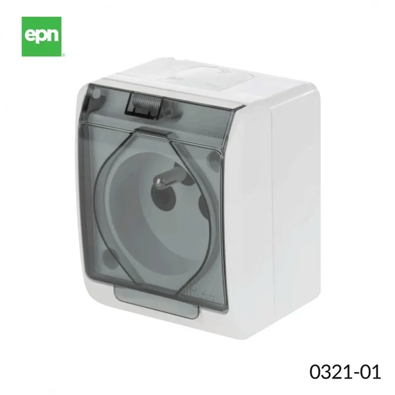 0321-01 HERMES Gniazdo pojedyncze natynkowe z dymną klapką IP44 ELEKTRO-PLAST Wyprzedaż