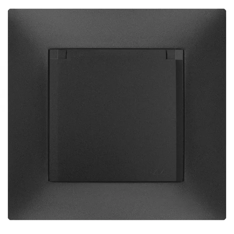 Oferta limitowana Czarne hermetyczne gniazdo do łazienki IP44 CARLA 1736-09 ELEKTRO-PLAST