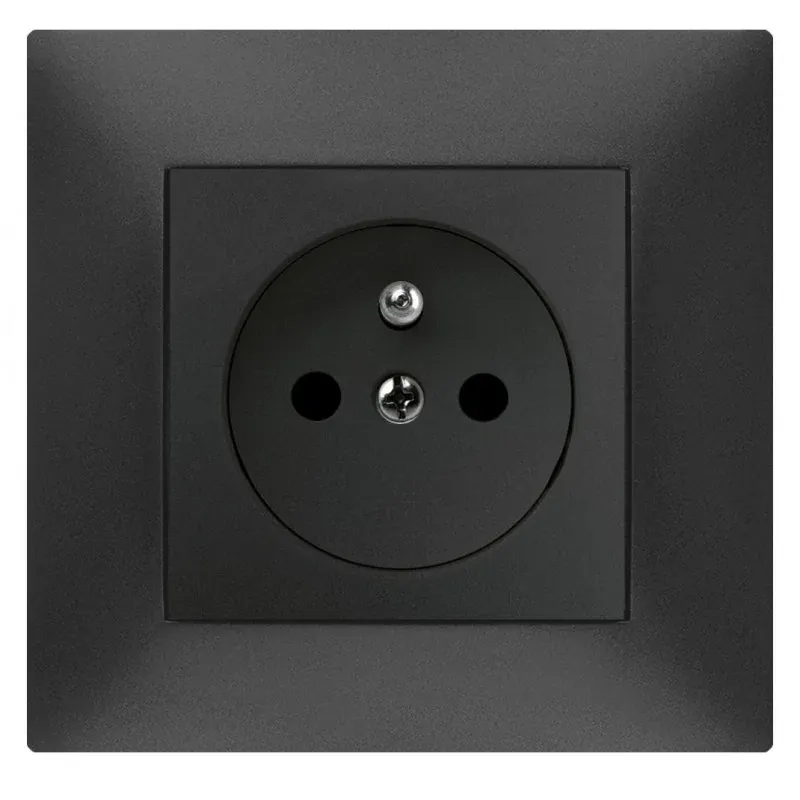 Czarne gniazdo pojedyncze z uziemieniem w ramce CARLA 1733-09 ELEKTRO-PLAST Oferta limitowana