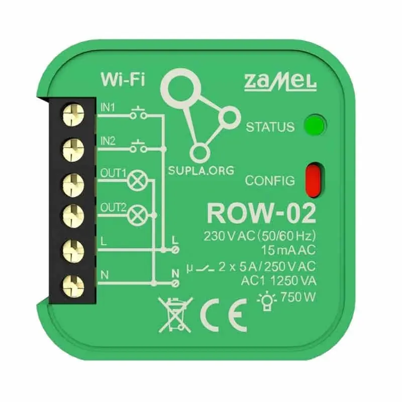 Tani Odbiornik Wi-Fi dwukanałowy dopuszkowy ROW-02 SUPLA ZAMEL