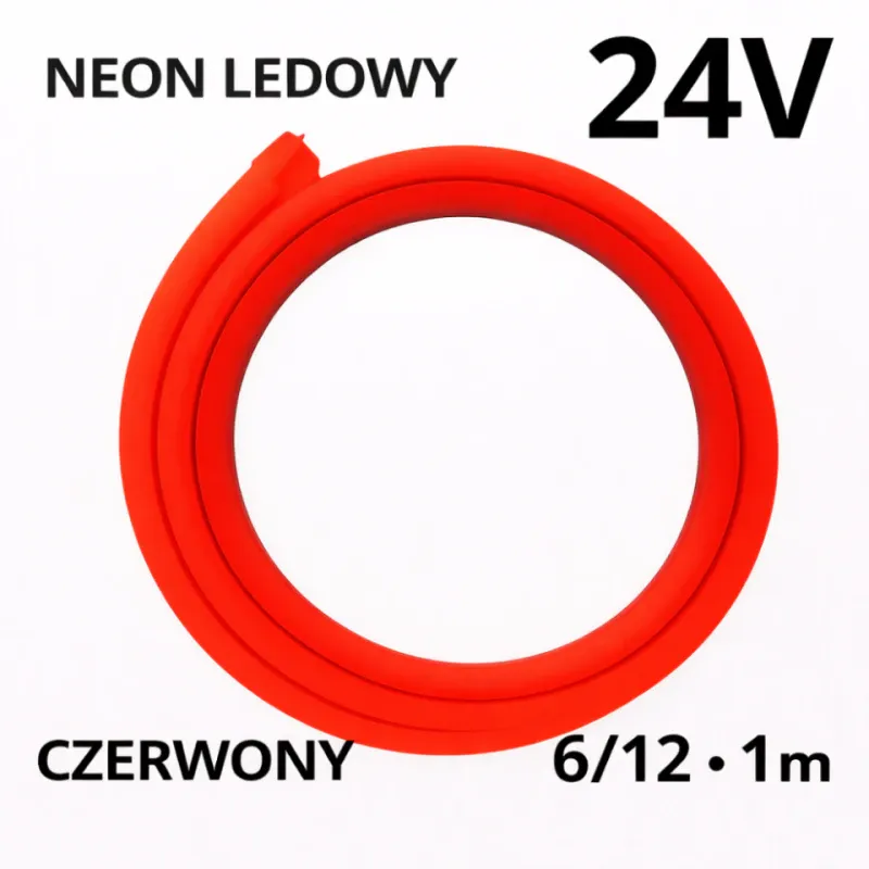 Neon Ledowy 6/12 24V Czerwony neon 1M N24011 Bezpieczna płatność