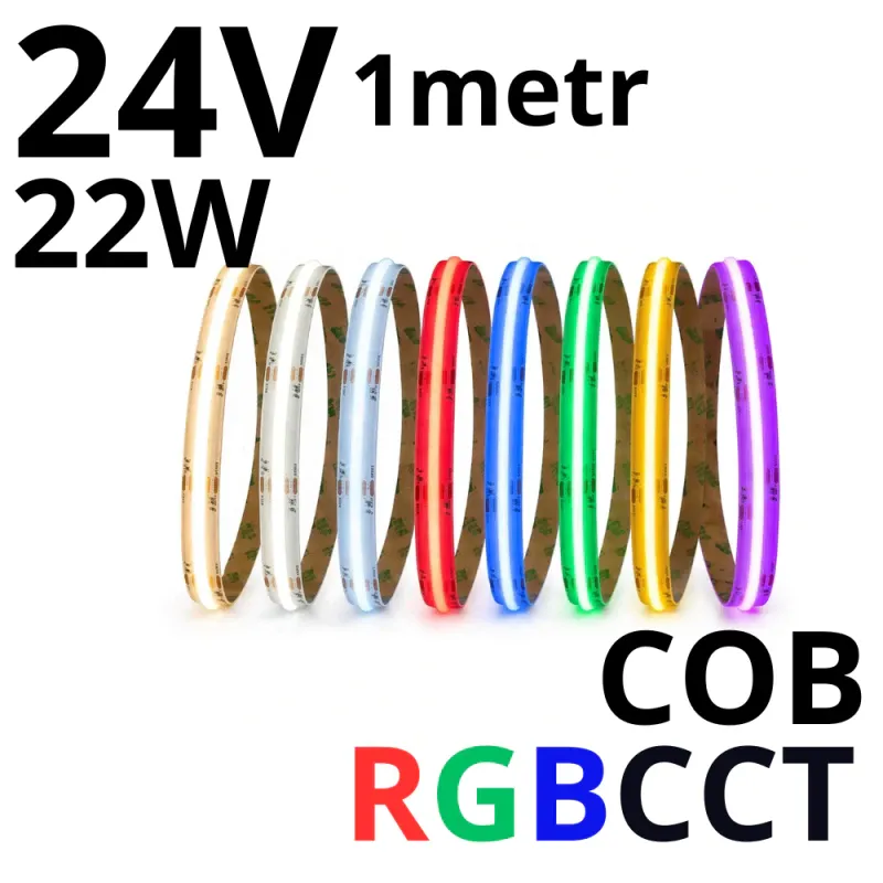Darmowy zwrot Taśma LED RGBCCT COB24V 22W/m 12mm 840 LED/m IP20 1metr
