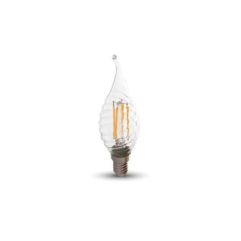 Szybka dostawa Żarówka Led V-Tac 4W Filament E14 Twist Świeczka Płomyk Vt-1995 3000K 400Lm