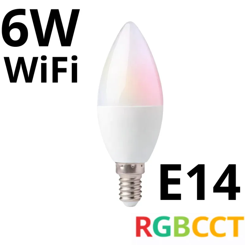 Oferta czasowa Żarówka Led Tuya Smart C37 E14 6W Rgb Cct Wifi