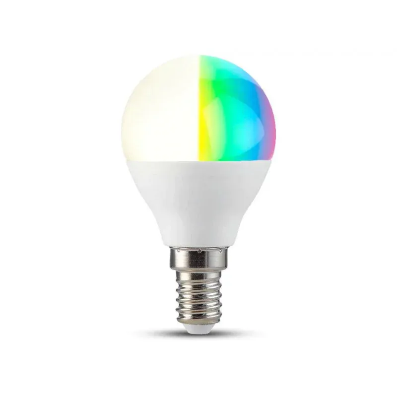 Promocja Żarówka Led Wifi V-Tac 4.8W E14 Kulka P45 Smart Amazon Alexa I Google Home Vt-5154 Rgb+2700K-6400K 450Lm