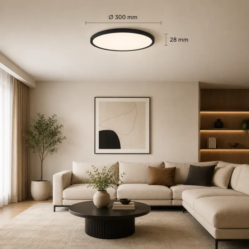 Promocja Plafon sufitowy okrągły Led z czujnikiem ruchu i zmierzchu czarny 24W 3Cct Ip54 - 004091