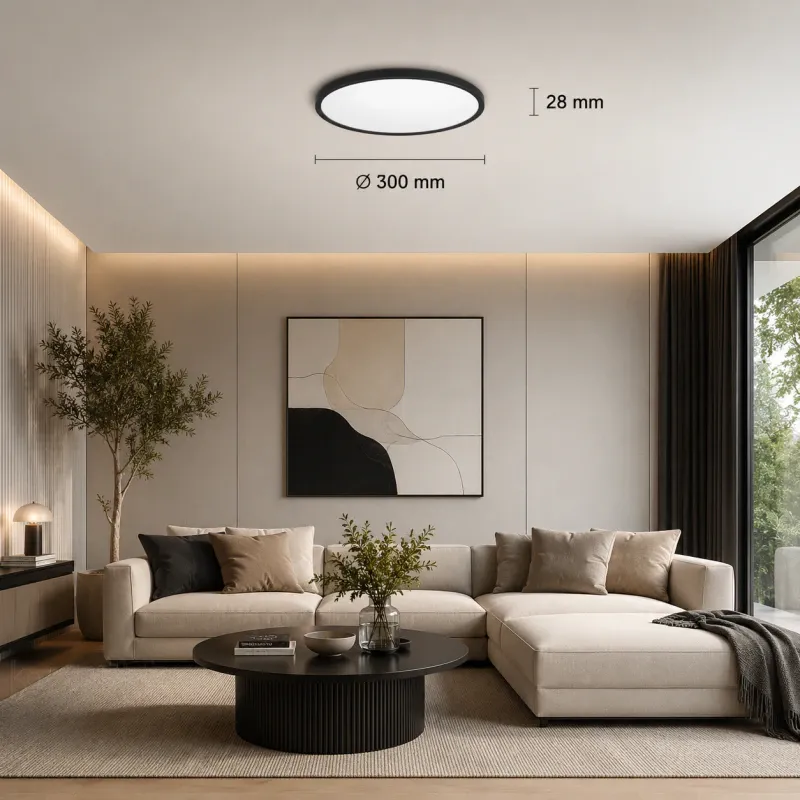 Plafon Led sufitowy okrągły czarny 18W 3Cct Ip54 - 004089 Super okazja