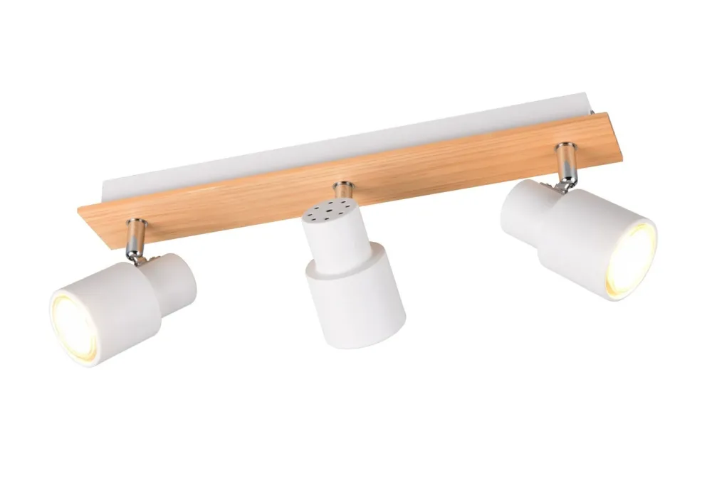 Reflektor sufitowy drewno + białe 3 reflektory PIERRE R81983031 - RL Oferta