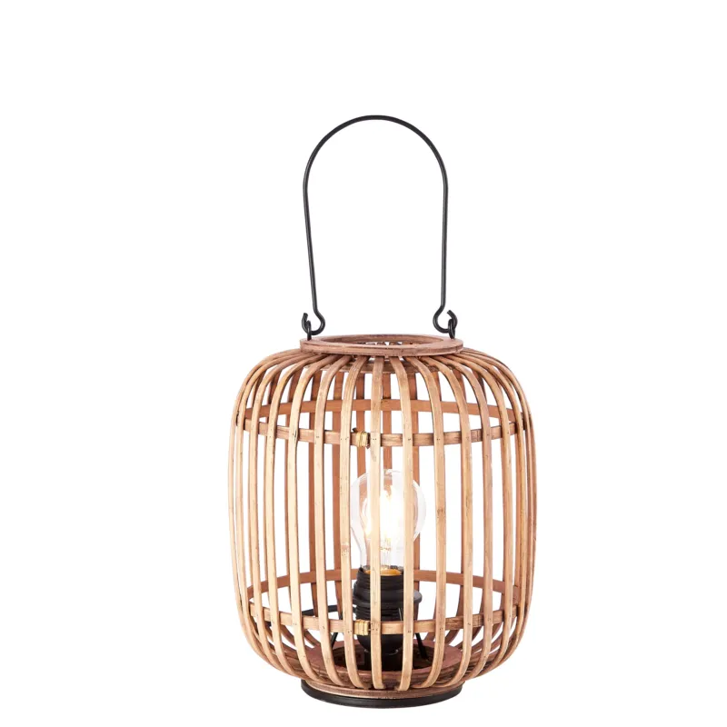 Lampa stołowa drewniana ażurowa z czarnym uchwytem 101773 z serii Mathias - Endon Lighting Bestseller