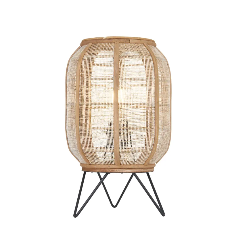 Kup teraz Lampa stołowa drewniana z rattanowym kloszem 101686 z serii Zaire - Endon Lighting