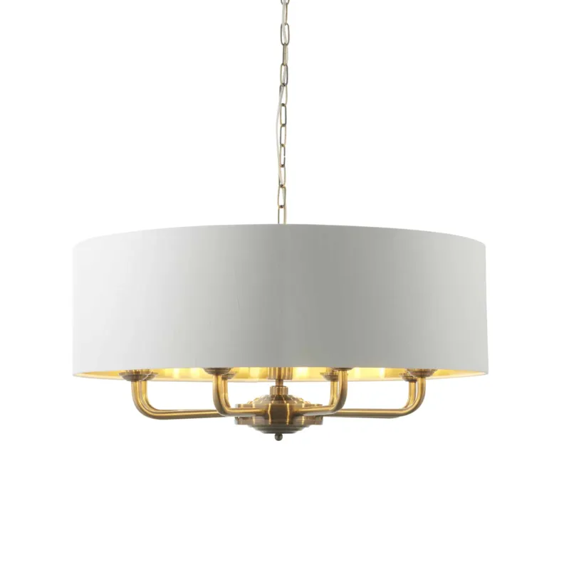 Dostępne od ręki Lampa wisząca 8-punktowa biała z mosiądzem 70cm 98938 z serii Highclere - Endon Lighting