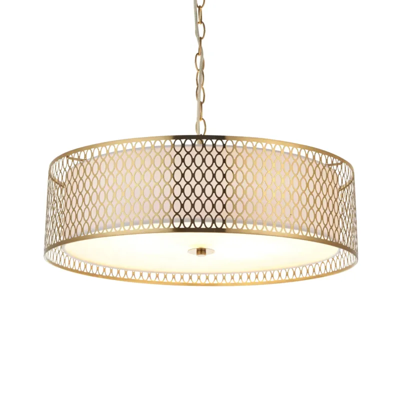 Rabat Lampa wisząca złota metalowa z tkaniną 56cm 101569 z serii Cordero - Endon Lighting