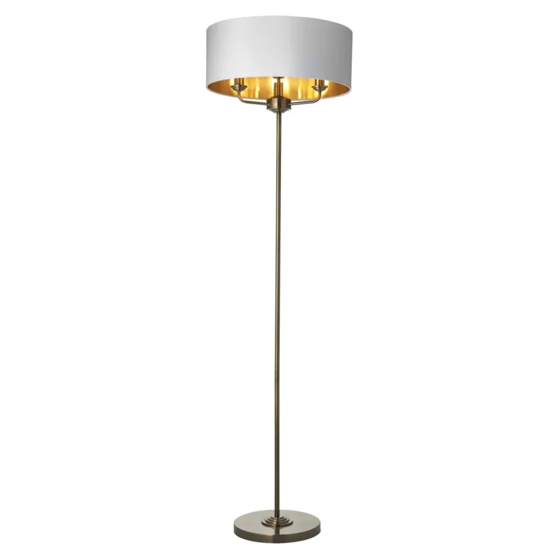 Lampa podłogowa mosiężna z białym abażurem 3-punktowa 98935 z serii Highclere - Endon Lighting Szybka wysyłka