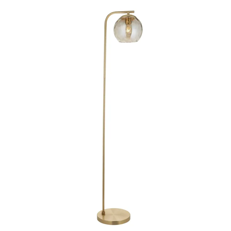Wyjątkowa oferta Lampa podłogowa mosiężna ze szklanym kloszem 98271 z serii Dimple - Endon Lighting