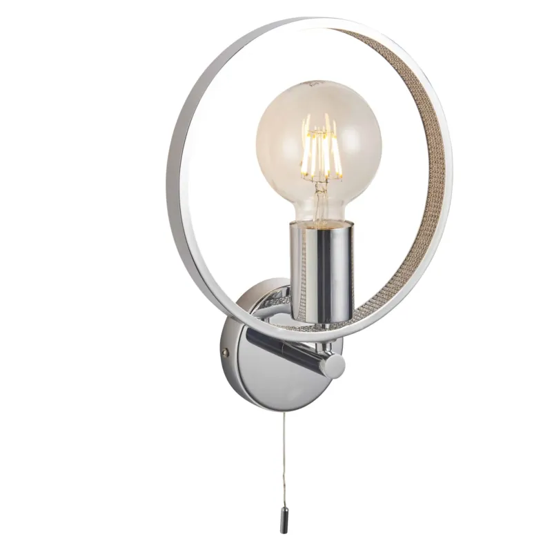 Kinkiet chromowany okrągły z włącznikiem sznurkowym 96002 z serii Merola - Endon Lighting Tani
