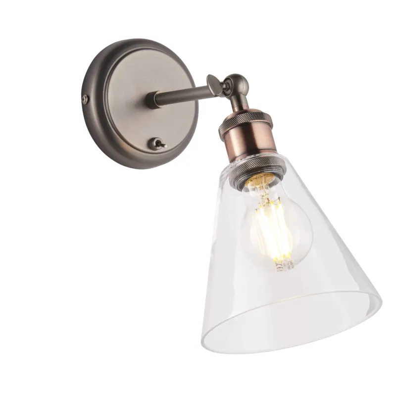 Łatwy zwrot Kinkiet mosiężny ze szklanym kloszem 92874 z serii HAL - Endon Lighting