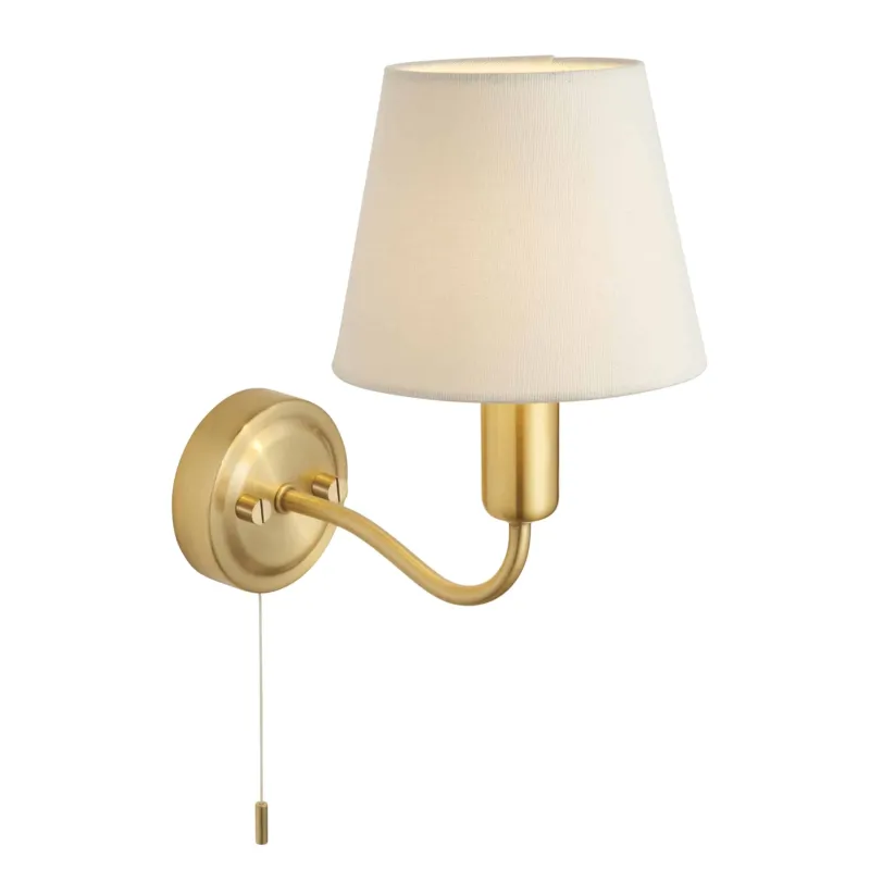Kinkiet łazienkowy mosiężny z beżowym abażurem 93852 z serii Conway - Endon Lighting Ekspresowa dostawa