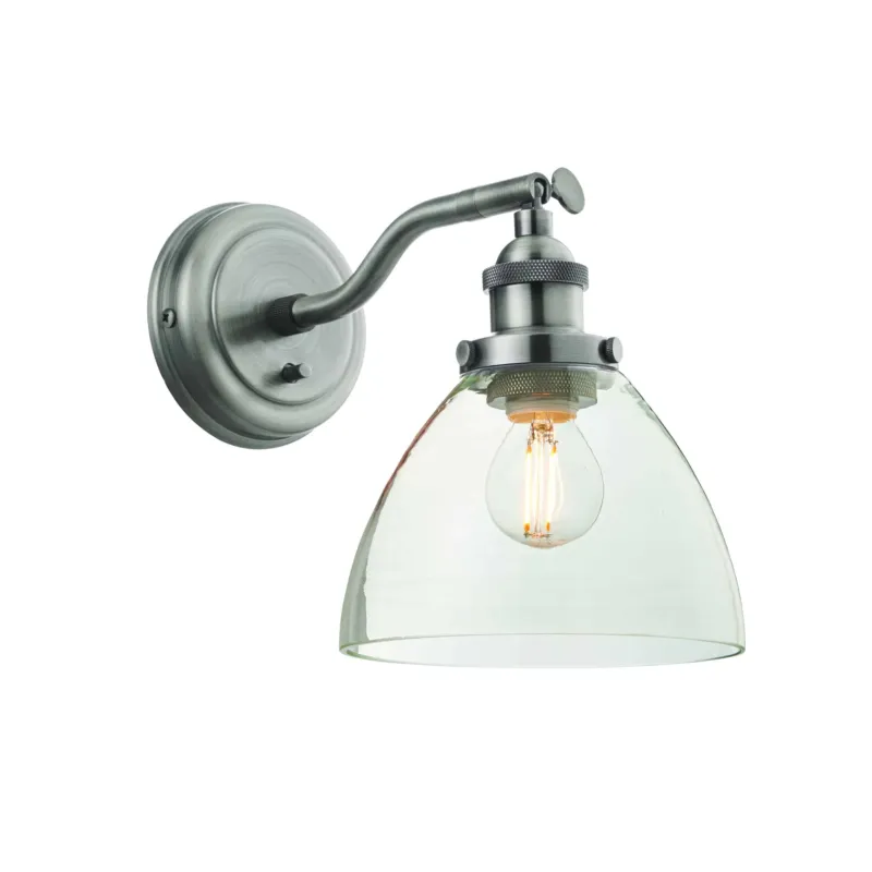 Bezpieczne zakupy Kinkiet metalowy srebrny ze szklanym kloszem 91739 z serii Hansen - Endon Lighting