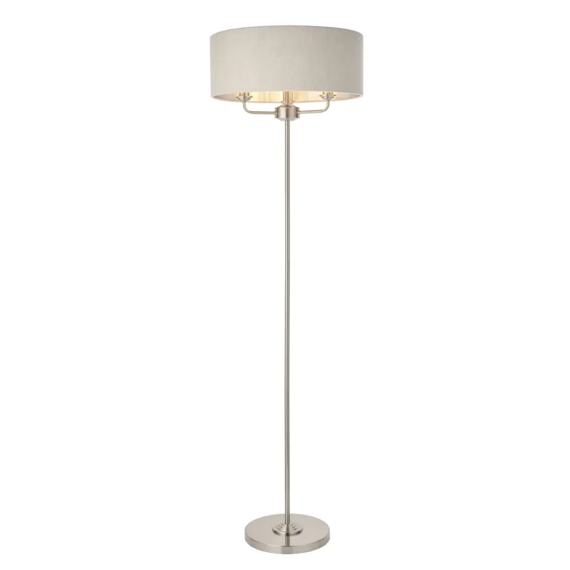 Bezpieczne zakupy Lampa podłogowa metalowa chromowana z abażurem 3-punktowa 94359 z serii Highclere - Endon Lighting