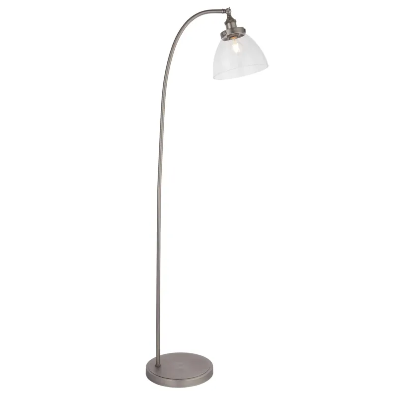 Sprawdź teraz Lampa podłogowa metalowa srebrna z szklanym kloszem 91741 z serii Hansen - Endon Lighting