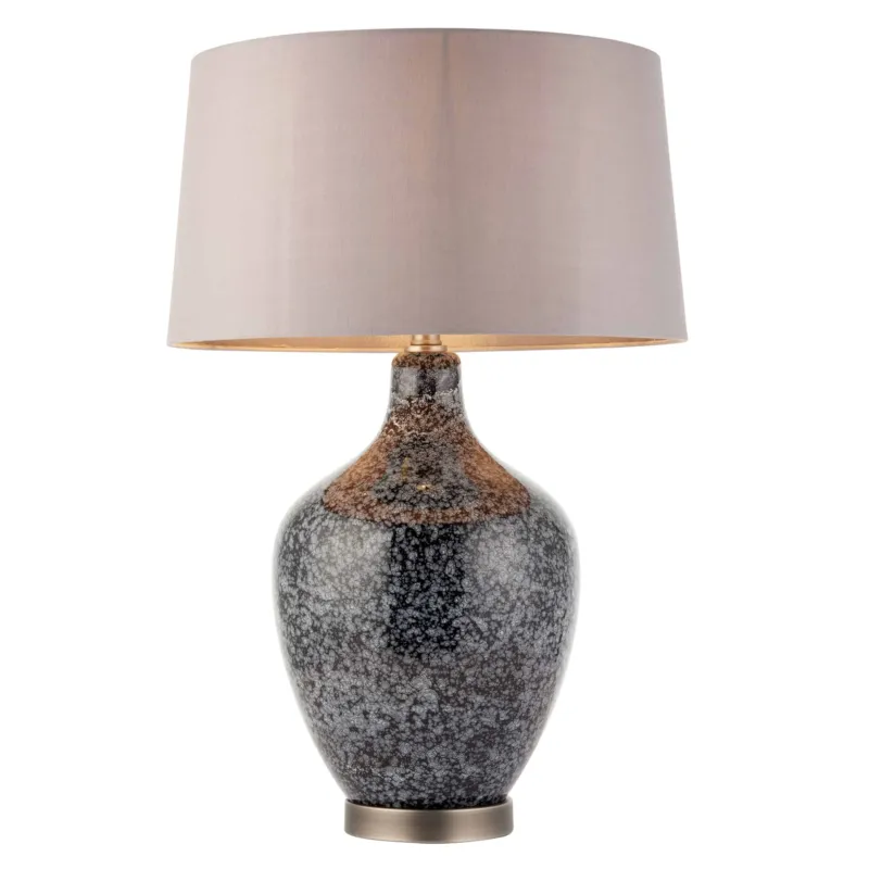 Lampa stołowa ceramiczna szaro-niebieska z abażurem 79842 z serii Ilsa - Endon Lighting Dostępne od ręki