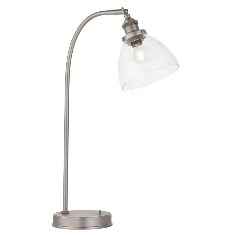 Lampa stołowa metalowa srebrna ze szklanym kloszem 91740 z serii Hansen - Endon Lighting Wysoka jakość